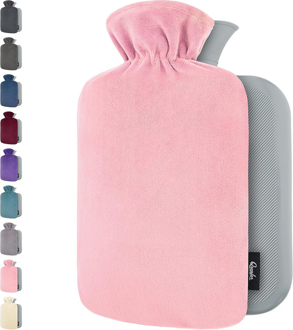 Qomfor Hot Water Bottle with Soft Fleece Cover - 1.8L Large - Premium