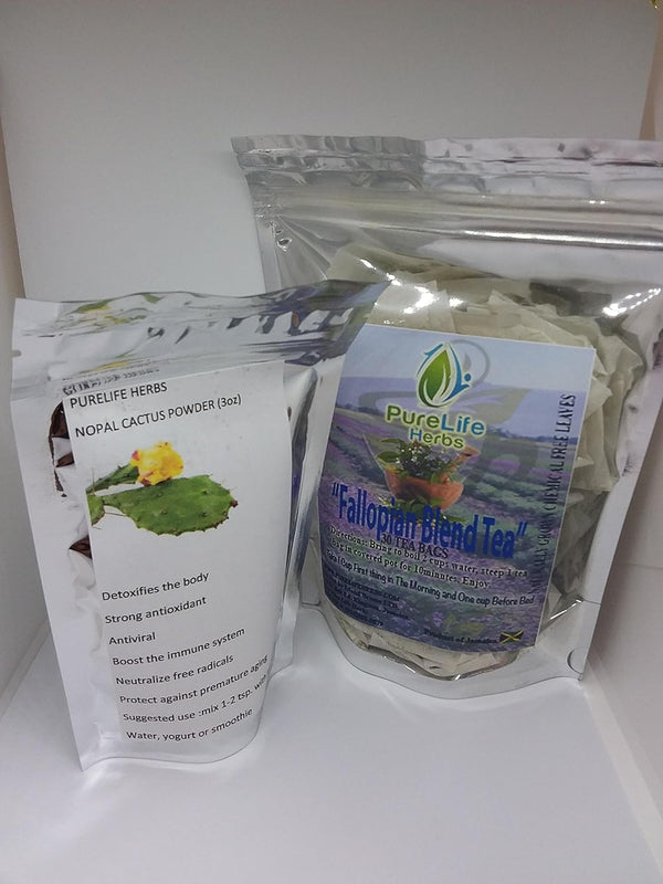Pure Natural Fallopian Blend Tea (30) +3oz Nopal Cactus Powder