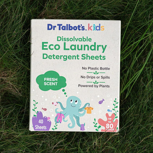 Talbot's 40 80 Dr. Kids Eco Laundry Detergent Sheets Fresh Scent, Gentle on Skin, Plant-Based, Biodegradable, No Harsh