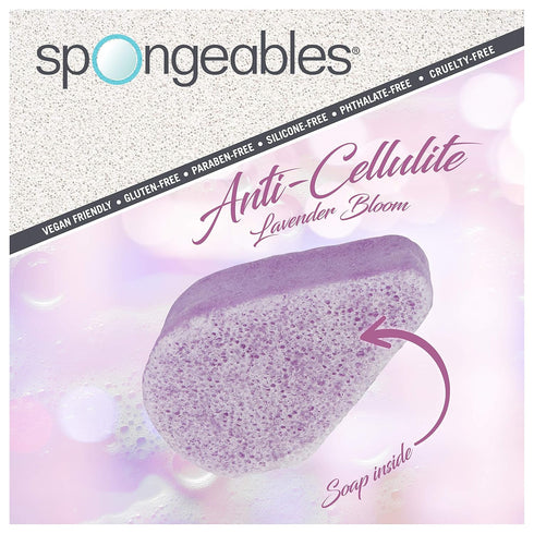 Spongeables Anti Cellulite Body Wash Sponge, Lavender, 20+ Wash, 3 Count