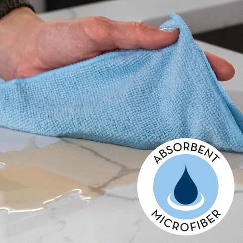 S&T INC. 100 Pack Microfiber Cleaning Cloth, Bulk Microfiber Towel for Home, Reusable Microfiber Towels for Cars, Light Blue, 11.5 in. x 11.5 in., 100 Count by S&T INC.