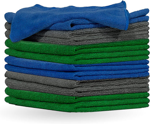 Pinnacle Mercantile Microfiber Cleaning Cloths, Extra Large 16x16in, Pack of 12, Lint Free and Reusable