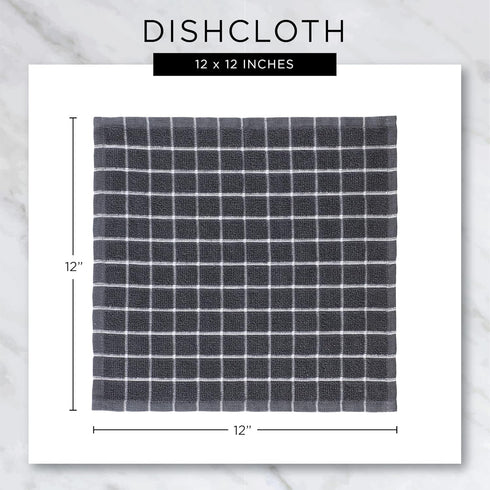 DII Windowpane Dishrag Set, Scrubber Dishcloths Collection, 12x12, White/Red Stripe, 6 Piece