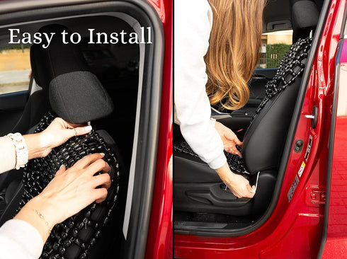 Zento Deals Bead Seat Cover Black Royal Wood Massage Cool Premium Comfort Cushion- Reduces Fatigue The Car or Truck