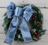 Dusty Blue Velvet Wired Ribbon, 2.5" x 10 Yards, Blue Christmas Wired Ribbon for Wreaths, Crafts, Gift Wrapping