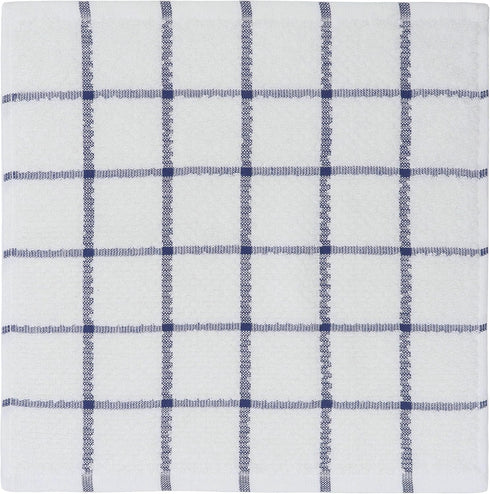 Cotton Grid Dish Cloths, Terry Cleaning Rags, 12 x 12 Inches, 8pc/Set, Blue Multi