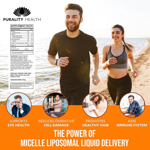 Vitamin C Liquid Supplement, 1000mg per Serving, Micelle Liposomal Enhanced Absorption, Vegan, 15 Day Supply