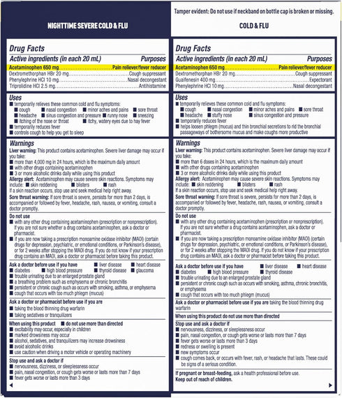 Over-The-Counter Pack (2 6 Oz) Mucinex Fast-Max Cold and Flu & Nightshift Medicine for Adults, Medication Combo
