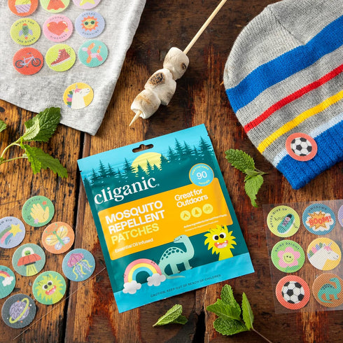 Cliganic Mosquito Repellent Stickers (90 Pack) - Positive Vibes Patches for Kids, Natural DEET-Free, Essential Oil Infused