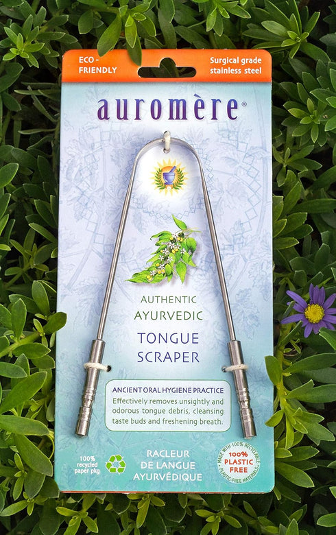 Auromere Tongue Cleaner, Eco Friendly Stainless Steel, Ancient Oral Hygiene, Eliminate Bad Breath (3 Pack)
