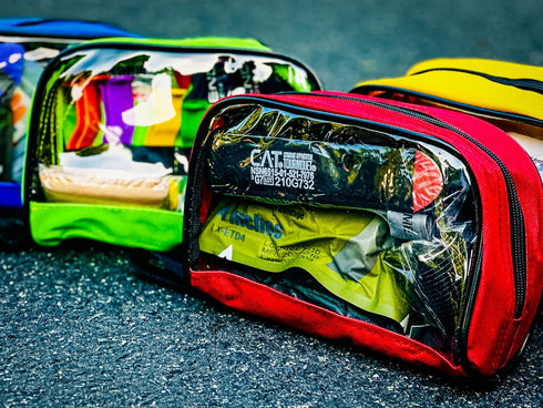 Set 4 Lightning X Products Color Coded First Aid Medical Kit Accessory Pouches - Zippered Bag With Transparent Window