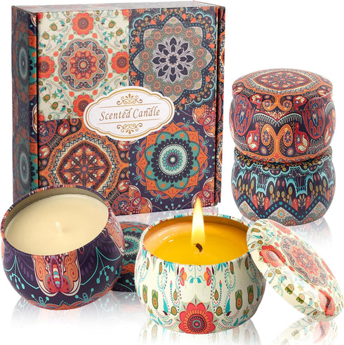 Scented Candles Gift Set - Women Candle Natural Soy Wax Aromatherapy Candle