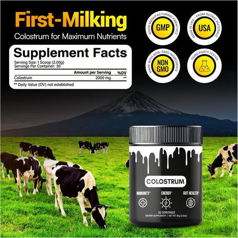 H.V HEALTHY VITAMINS Immune 30 Healthy Vitamins Grass-Fed Bovine Colostrum Powder Gut Health & Support Supplement |