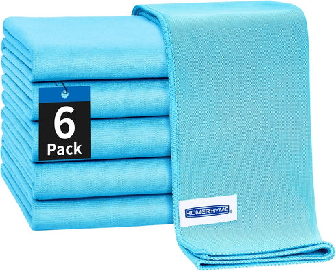 Microfiber Cloth, 6 Pack Window Cleaning Cloths, Reusable Lint Free Towels for Glasses, Screens, Mirrors, Windshields