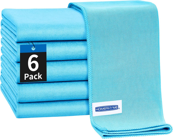 Microfiber Cloth, 6 Pack Window Cleaning Cloths, Reusable Lint Free Towels for Glasses, Screens, Mirrors, Windshields