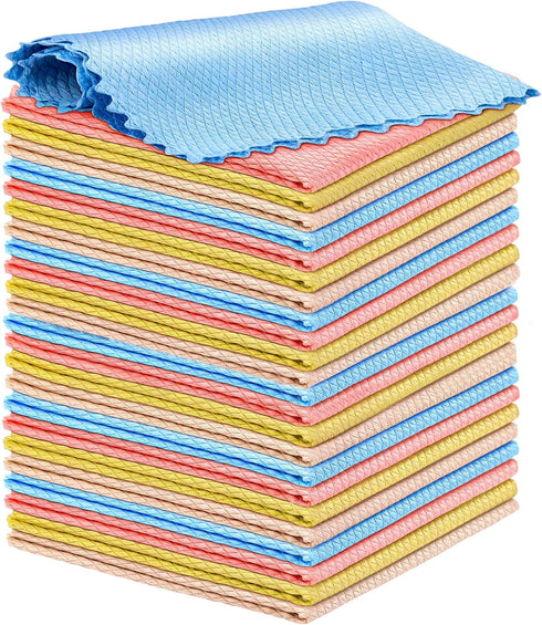 24 Pcs Fish Scale Streak Free Miracle Cleaning Cloth, Lint Free Microfiber Window Mirror Glass Cleaning Cloth