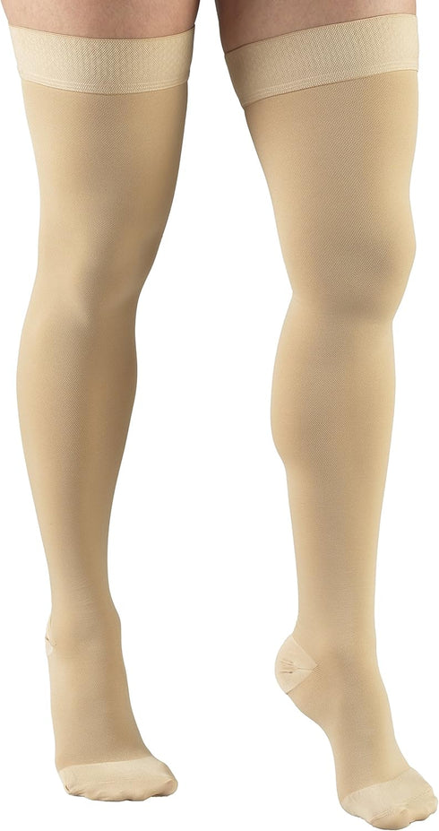 Truform 20-30 mmHg Compression Stockings, Thigh High, Dot Top, Closed Toe, Beige, X-Large