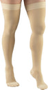 Truform Compression Stockings for Men and Women, 30-40 mmHg, Thigh High, Dot-Top, Closed Toe, Beige, Large
