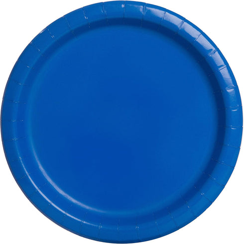 Royal Blue Round Paper Dinner Plates - 9" (Pack of 8) - Eco-Friendly & Disposable for Celebrations