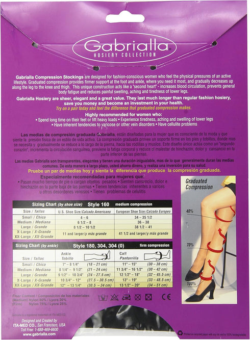 GABRIALLA Microfiber Compression Stockings, 25-35 mmHg, Knee High, Closed Toe, Black, 2XL