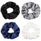 Ivyu 4 Pack Silk Scrunchies for Girls Women, Cute Hair Accessories Ponytail Holder in White, Black, Navy, Gray