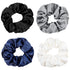 Ivyu 4 Pack Silk Scrunchies for Girls Women, Cute Hair Accessories Ponytail Holder in White, Black, Navy, Gray