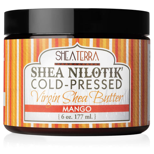 Shea Terra Organics 100% Organic Cold-Pressed Virgin Shea Butter – Mango | Natural Daily Skin, Nails & Hair Cream – 6 oz