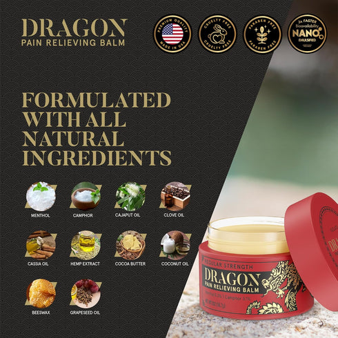 Dragon Pain Relieving Balm 2.0 oz Jar for Muscle and Joint Discomfort Relief for Back, Elbows, Feet, and Neck