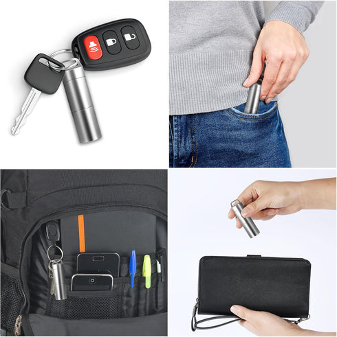 Small Pill Case, Portable Metal Pill Holder Keychain Waterproof Pill Box Container Mini Stainless Steel Organizer for