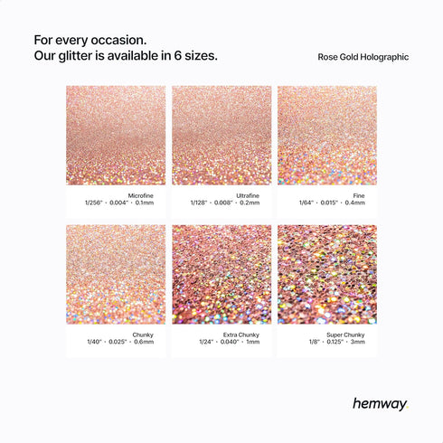 Hemway Premium Ultra Sparkle Glitter Multi Purpose Metallic Flake for Arts Crafts Nails Cosmetics - Rose Gold