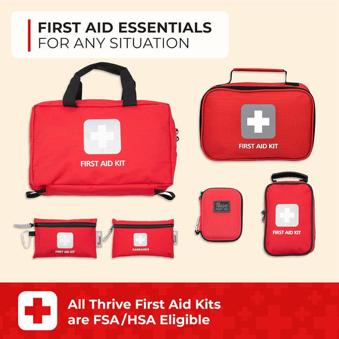 Thrive Mini Emergency Kit & First Aid Pouch, 66 Piece Set, Waterproof Rip-Stop Nylon Pouch