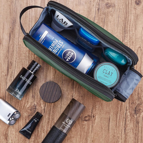 ZEEMO Toiletry Bag for Men, Extra Large Water-resistant Dopp Kit, Shaving Bag for Long Travel, Green
