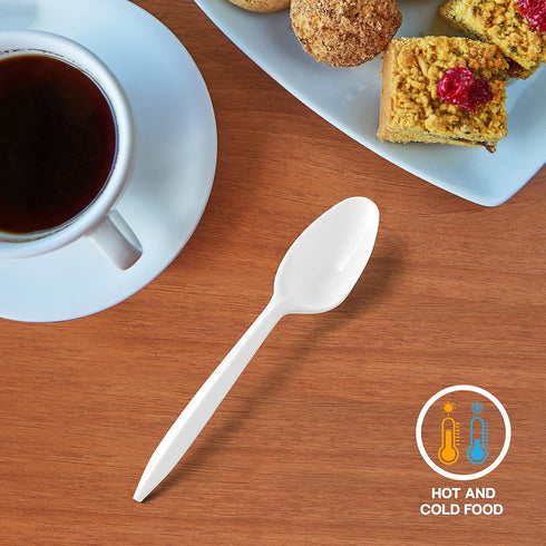1000 Pcs Plastic Utensils Set - 500 Plastic Forks and 500 Plastic Teaspoons, Medium Weight Disposable Cutlery