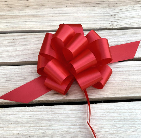 Red Decorative Gift Pull Bows, 5" Wide, Set of 10 for 4th of July, Birthday, Christmas