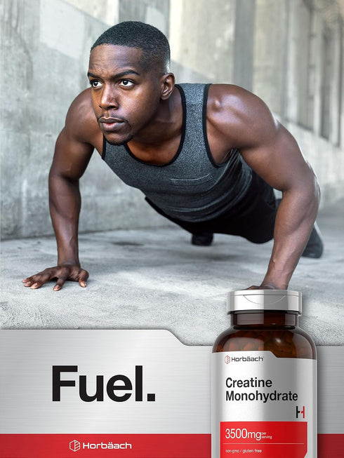 Horbaeach Creatine Monohydrate Capsules - 3500mg, 300 Count, Non-GMO and Gluten Free Supplement.