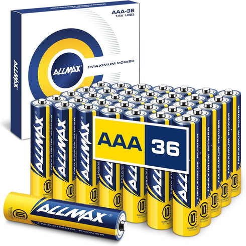 Allmax AAA Maximum Power Alkaline Batteries (36 Count) - Ultra Long-Lasting, 1.5V Leakproof Design