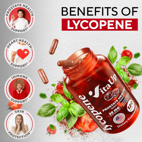 Lycopene Supplement, USA Made 30mg Vegan Capsules for Men's Health, Prostate Support, Heart Health, 120 Count