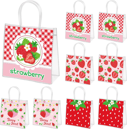 H1vojoxo Summer Fruit Gift Bags - 24PCS Strawberry Clear PVC Gift Bags