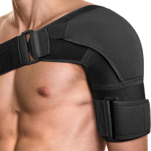POAGL Shoulder Brace for Men - Pain Relief Torn Rotator Cuff Compression Support Sleeve for Left and Right Arm (Black,