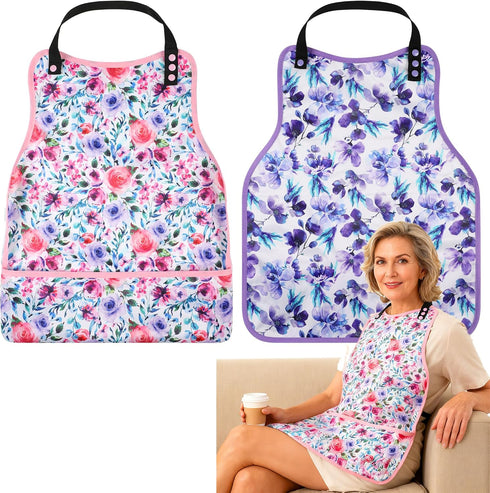Adult Bibs for Men-3 Pcs Washable Clothing Protector with Crumb Catcher, Reusable