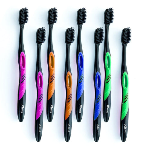 Xlent Activated Charcoal Bristle Toothbrush - Xtreme (Extreme) Soft, Ultrafine, Tapered bristles, Compact