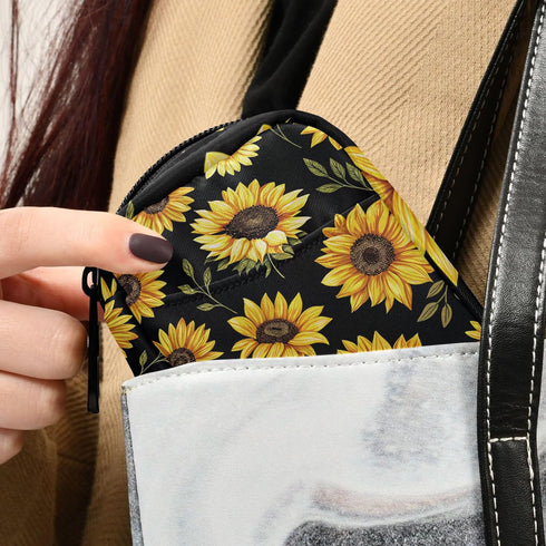 Kigai Sunflower Pill Case Weekly Pill Box Portable Travel Pill Bag Organizer with Zipper for Vitamins, Medication
