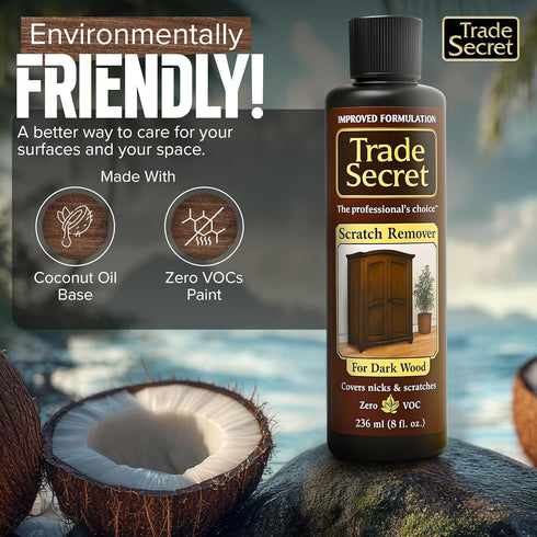 Trade Secret Scratch Concealer for Real Wood Furniture & Floors Restores Dark Wood Scratch, Covers Nicks, Scuffs