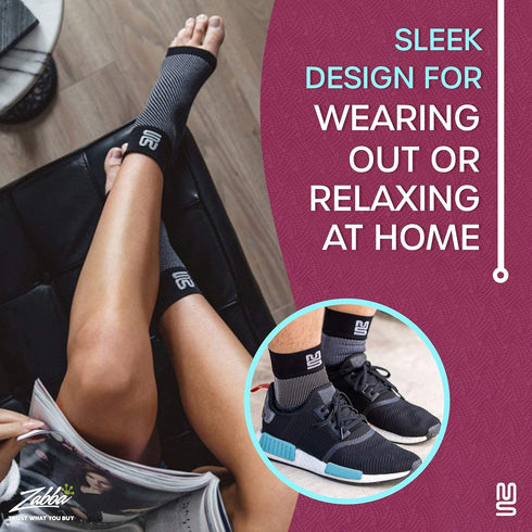 Modetro Ankle Compression Socks, 1 Pair, Dotted Black for Ankle Support & Foot Discomfort Relief