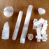DANCING BEAR Selenite Protection Collection (22 pc Set): 12-15 Sticks (1.5-2”), Palm Stone, Heart, Tower, 8" Stick,