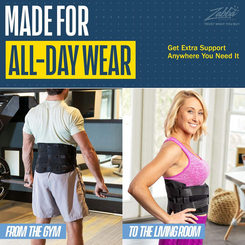 Back Brace for Men Women, Compression Lower Back Support Belts for Pain Relief, Breathable Lumbar Belts with Pocket