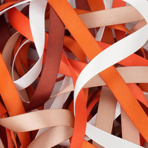 Terracotta Ribbon, 3/8 Inch Burnt Orange Satin, 6 Rolls Assortment Thin Ribbon for Crafts, Wedding, Baby Shower