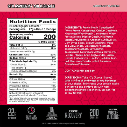 BSN SYNTHA-6 Whey Protein Powder, Strawberry Milkshake with Micellar Casein, Milk Protein Isolate, 28 Servings