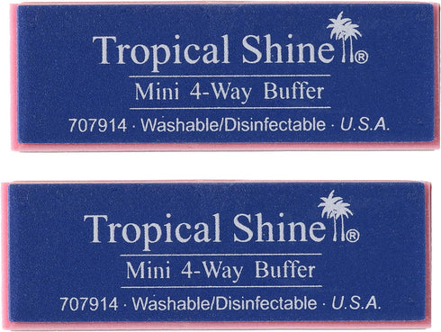 Tropical Shine Mini 4 Way Buffer Block - Professional Nail Buffering Block, Portable Nail Care (2 Pack)