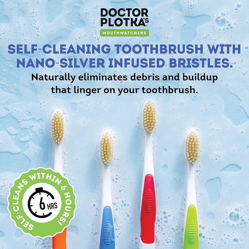 MOUTHWATCHERS Dr Plotkas Extra Soft Bristle Toothbrush - Manual Soft Toothbrush for Sensitive Teeth, 4 Count